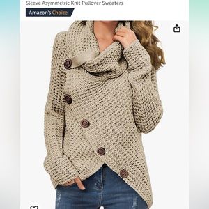 Grecerelle Cowl Neck‎ Big Button Sweater Size Medium